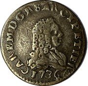 Italy 1/2 Cagliarese Carlo Emanuele III 1736 KM# 30 CAR EM D G R SAR CYP ET IER 1736 coin obverse Italy 1/2 Cagliarese Carlo Emanuele III 1736 KM# 30 CAR EM D G R SAR CYP ET IER 1736 coin obverse