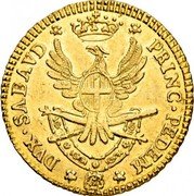 Italy 1/2 Doppia Vittorio Amedeo III 1786 KM# 85 DVX SABAVD PRINC PEDEM coin reverse Italy 1/2 Doppia Vittorio Amedeo III 1786 KM# 85 DVX SABAVD PRINC PEDEM coin reverse