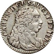 Italy 1/2 Reale Carlo Emanuele III 1732 KM# 19 CAR EM D GR SAR CYP ET IER coin obverse Italy 1/2 Reale Carlo Emanuele III 1732 KM# 19 CAR EM D GR SAR CYP ET IER coin obverse
