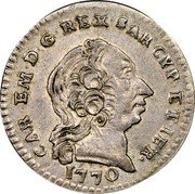 Italy 1/2 Reale Carlo Emanuele III 1770 KM# 56 CAR. EM D G REX SAR CYP ET IER 1770 coin obverse Italy 1/2 Reale Carlo Emanuele III 1770 KM# 56 CAR. EM D G REX SAR CYP ET IER 1770 coin obverse