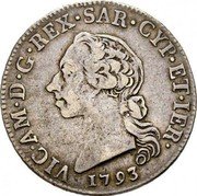 Italy 1/2 Scudo Vittorio Amedeo III 1793 KM# 71 VIC AM D G REX SAR CYP ET IER 1793 coin obverse Italy 1/2 Scudo Vittorio Amedeo III 1793 KM# 71 VIC AM D G REX SAR CYP ET IER 1793 coin obverse
