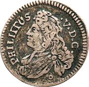 Italy 1/2 Tari (Mezzo Tari) Filippo V 1707 DD-S KM# 77 PHILIPPUS V D G coin obverse Italy 1/2 Tari (Mezzo Tari) Filippo V 1707 DD-S KM# 77 PHILIPPUS V D G coin obverse