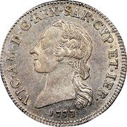 Italy 1/4 Scudo Vittorio Amedeo III 1773 KM# 69 VIC AM D G REX SAR CYP ET IER 1773 coin obverse Italy 1/4 Scudo Vittorio Amedeo III 1773 KM# 69 VIC AM D G REX SAR CYP ET IER 1773 coin obverse