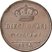 Italy 10 Grani Ferdinando II. Bourbon 1836 KM# 256 DIECI GRANI SICILIANI 1836 coin reverse Italy 10 Grani Ferdinando II. Bourbon 1836 KM# 256 DIECI GRANI SICILIANI 1836 coin reverse