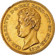 Italy 10 Lira Carlo Alberto 1839 F//P (a) KM# 136.1 CAR ALBERTVS D G REX SARD CYP ET HEIR 1833 coin obverse Italy 10 Lira Carlo Alberto 1839 F//P (a) KM# 136.1 CAR ALBERTVS D G REX SARD CYP ET HEIR 1833 coin obverse