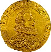 Italy 10 Scudo D'oro Carlo Emanuele I 1610 KM# 46 CAROLVS EM D G DVX SABAVDIÆ 1610 coin obverse Italy 10 Scudo D'oro Carlo Emanuele I 1610 KM# 46 CAROLVS EM D G DVX SABAVDIÆ 1610 coin obverse
