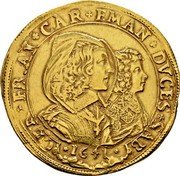 Italy 10 Scudo D'oro Carlo Emanuele II. Savoy 1641 KM# 202 CHR FRAN CAR EMAN DVCES SAB 1641 coin obverse Italy 10 Scudo D'oro Carlo Emanuele II. Savoy 1641 KM# 202 CHR FRAN CAR EMAN DVCES SAB 1641 coin obverse
