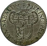 Italy 10 Soldo (1/2 Lira) (Vittorio Amedeo III. Sardinia) KM# 92 DUX SABAUD PRINC PED SOL 10 coin reverse Italy 10 Soldo (1/2 Lira) (Vittorio Amedeo III. Sardinia) KM# 92 DUX SABAUD PRINC PED SOL 10 coin reverse
