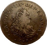 Italy 12 Tari Carlo III 1730 CP//SM KM# 122 CAROLVS III DEI GRATIA C P coin obverse Italy 12 Tari Carlo III 1730 CP//SM KM# 122 CAROLVS III DEI GRATIA C P coin obverse