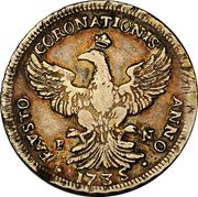 Italy 12 Tari Carlo 1735 FN KM# 151 FAVSTO CORONATIONIS ANNO F N 1735 coin reverse Italy 12 Tari Carlo 1735 FN KM# 151 FAVSTO CORONATIONIS ANNO F N 1735 coin reverse