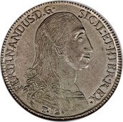 Italy 12 Tari Ferdinando III 1796 Nd-OV KM# 237 FERDINANDUS D G SICIL ET HIER REX T 12 coin obverse Italy 12 Tari Ferdinando III 1796 Nd-OV KM# 237 FERDINANDUS D G SICIL ET HIER REX T 12 coin obverse