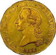 Italy 2-1/2 Doppie (1/2 Carlino) Vittorio Amedeo III. Sardinia 1786 KM# 87 VIC AM D G REX SARDINIAE 1786 coin obverse Italy 2-1/2 Doppie (1/2 Carlino) Vittorio Amedeo III. Sardinia 1786 KM# 87 VIC AM D G REX SARDINIAE 1786 coin obverse