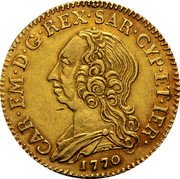 Italy 2 1/2 Doppiette (1/2 Carlino) Carlo Emanuele III. Sardinia 1770 KM# 62 CAR EM D G REX SAR CYP ET IER 1770 coin obverse Italy 2 1/2 Doppiette (1/2 Carlino) Carlo Emanuele III. Sardinia 1770 KM# 62 CAR EM D G REX SAR CYP ET IER 1770 coin obverse