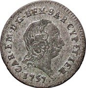 Italy 2.6 Soldo Carlo Emanuele III 1757 KM# 43 CAR EM D G REX SAR CYP ET IER 1756 coin obverse Italy 2.6 Soldo Carlo Emanuele III 1757 KM# 43 CAR EM D G REX SAR CYP ET IER 1756 coin obverse