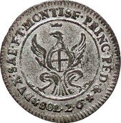 Italy 2.6 Soldo Carlo Emanuele III 1757 KM# 43 DVX SAB ET MONTISF PRINC PED SOL 2.6 coin reverse Italy 2.6 Soldo Carlo Emanuele III 1757 KM# 43 DVX SAB ET MONTISF PRINC PED SOL 2.6 coin reverse