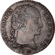 Italy 2.6 Soldo Vittorio Emanuele I 1815 AL KM# 108 VICTORIUS EMANUEL 1815 coin obverse Italy 2.6 Soldo Vittorio Emanuele I 1815 AL KM# 108 VICTORIUS EMANUEL 1815 coin obverse