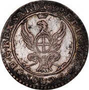 Italy 2.6 Soldo Vittorio Emanuele I 1815 AL KM# 108 REX SARD CYP ET IER SOL 2.6 coin reverse Italy 2.6 Soldo Vittorio Emanuele I 1815 AL KM# 108 REX SARD CYP ET IER SOL 2.6 coin reverse