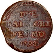 Italy 2 Baiocchi Fermo Coinage 1798 Fermo KM# 12 DVE BAIOCCHI FERMO 1798 coin reverse