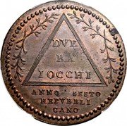 Italy 2 Baiocchi Crossed Flags 1798 KM# 6 DVE BA IOCCHI coin reverse Italy 2 Baiocchi Crossed Flags 1798 KM# 6 DVE BA IOCCHI coin reverse