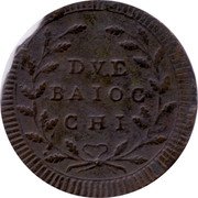 Italy 2 Baiocchi 1799 G H KM# 7.1 First Republic Standard Coinage DVE BAIOC CHI coin reverse Italy 2 Baiocchi 1799 G H KM# 7.1 First Republic Standard Coinage DVE BAIOC CHI coin reverse
