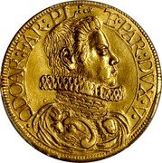 Italy 2 Doppie Odoardo (1626) LX MDCXXVI KM# 14 ODOAR FAR PL ET PAR DVX V coin obverse Italy 2 Doppie Odoardo (1626) LX MDCXXVI KM# 14 ODOAR FAR PL ET PAR DVX V coin obverse