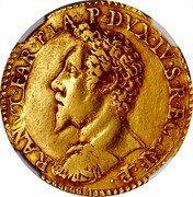 Italy 2 Doppie (Ranuccio I Farnese) MB# 39 RANVT FAR PLA P DVX IV S R E CONF P coin obverse Italy 2 Doppie (Ranuccio I Farnese) MB# 39 RANVT FAR PLA P DVX IV S R E CONF P coin obverse