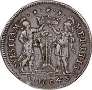 Italy 2 Ducatone Ranuccio Farnese I 1604 DAV# 4114 QVESITAM MERITIS L 1604 S coin reverse Italy 2 Ducatone Ranuccio Farnese I 1604 DAV# 4114 QVESITAM MERITIS L 1604 S coin reverse
