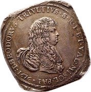 Italy 2 Filippi Antonio Teodoro Trivulzio 1676 KM# 15.1 THEODORVS TRIVLTIVS S R I ET VAL MISOL PRI 1676 coin obverse