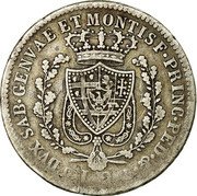 Italy 2 Lira Carlo Felice 1831 AL//P (b) KM# 122.2 DVX SAB.GENVAE ET MONTISF.PRINC.PED.& L.2 coin reverse Italy 2 Lira Carlo Felice 1831 AL//P (b) KM# 122.2 DVX SAB.GENVAE ET MONTISF.PRINC.PED.& L.2 coin reverse