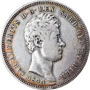 Italy 2 Lira Carlo Alberto 1844 F//P (a) KM# 135.1 CAR ALBERTVS D G REX SARD CYP ET HIER 1844 coin obverse Italy 2 Lira Carlo Alberto 1844 F//P (a) KM# 135.1 CAR ALBERTVS D G REX SARD CYP ET HIER 1844 coin obverse