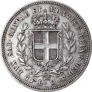 Italy 2 Lira Carlo Alberto 1844 F//P (a) KM# 135.1 DVX SAB GENVAE ET MONTISF PRINC PED & L 2 coin reverse Italy 2 Lira Carlo Alberto 1844 F//P (a) KM# 135.1 DVX SAB GENVAE ET MONTISF PRINC PED & L 2 coin reverse