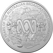 Australia 20 Cents Australian Broadcasting Corporation (ABC) 90th anniversary 2022 Bu in Coincard 90 YEARS OF THE AUSTRALIAN BROADCASTING CORPORATION coin reverse