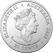 Australia 20 Cents Let There Be Rock 45th Anniversary 2022 ELIZABETH II AUSTRALIA 2022 20 CENTS coin obverse
