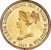 Italy 20 Lire Maria Luigia 1815 C# 31 MARIA LUIGIA PRINC IMP ARCID D'AUSTRIA 1815 coin obverse Italy 20 Lire Maria Luigia 1815 C# 31 MARIA LUIGIA PRINC IMP ARCID D'AUSTRIA 1815 coin obverse