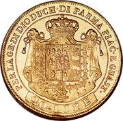 Italy 20 Lire Maria Luigia 1815 C# 31 PER LA GR DI DIO DUCH DI PARMA PIAC E GUAST 20 LIRE coin reverse Italy 20 Lire Maria Luigia 1815 C# 31 PER LA GR DI DIO DUCH DI PARMA PIAC E GUAST 20 LIRE coin reverse