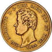 Italy 20 Lira Carlo Alberto 1834 F//P KM# 131.1 CAR ALBERTVS D G REX SARD CYP ET HIER 1844 coin obverse Italy 20 Lira Carlo Alberto 1834 F//P KM# 131.1 CAR ALBERTVS D G REX SARD CYP ET HIER 1844 coin obverse