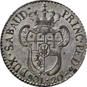 Italy 20 Soldo (Lira) Vittorio Amedeo III 1796 KM# 94 DUX SABAUD PRINC PED SOL 20 coin reverse Italy 20 Soldo (Lira) Vittorio Amedeo III 1796 KM# 94 DUX SABAUD PRINC PED SOL 20 coin reverse