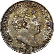 Italy 25 Centesimi Carlo Felice 1829 F//L (a) KM# 128.1 CAR FELIX D G REX SAR CYP ET HIER 1829 coin obverse Italy 25 Centesimi Carlo Felice 1829 F//L (a) KM# 128.1 CAR FELIX D G REX SAR CYP ET HIER 1829 coin obverse