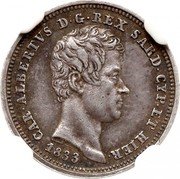 Italy 25 Centesimi Carlo Alberto 1833 F//P (a) KM# 132.1 CAR ALBERTVS D G REX SARD CYP ET HIER 1833 coin obverse Italy 25 Centesimi Carlo Alberto 1833 F//P (a) KM# 132.1 CAR ALBERTVS D G REX SARD CYP ET HIER 1833 coin obverse