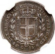 Italy 25 Centesimi Carlo Alberto 1833 F//P (a) KM# 132.1 DVX SAB GENVAE ET MONTISF PRINC PED & C 25 coin reverse Italy 25 Centesimi Carlo Alberto 1833 F//P (a) KM# 132.1 DVX SAB GENVAE ET MONTISF PRINC PED & C 25 coin reverse