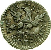 Italy 3 Picciolo Filippo V 1719 DD-AC//TS KM# 95 PHILIP V D G H IS P ACS DD coin obverse Italy 3 Picciolo Filippo V 1719 DD-AC//TS KM# 95 PHILIP V D G H IS P ACS DD coin obverse