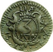 Italy 3 Picciolo Filippo V 1719 DD-AC//TS KM# 95 ET SICILIAE REX. 3 1719 coin reverse Italy 3 Picciolo Filippo V 1719 DD-AC//TS KM# 95 ET SICILIAE REX. 3 1719 coin reverse