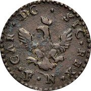 Italy 3 Picciolo Carlo 1747 FN//VB KM# 160 CAR D G SIC REX F N coin obverse Italy 3 Picciolo Carlo 1747 FN//VB KM# 160 CAR D G SIC REX F N coin obverse