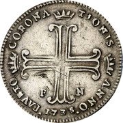 Italy 3 Tari Carlo. Sicily 1735 FN KM# 147 FAVSTO CORONA TIONIS ANNO F N 1735 coin reverse