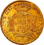 Italy 4 Doppie Ferdinando I di Borbone 1787 S C# 20a D G PARMÆ PLAC ET VAST DVX 1787 D G S coin reverse Italy 4 Doppie Ferdinando I di Borbone 1787 S C# 20a D G PARMÆ PLAC ET VAST DVX 1787 D G S coin reverse