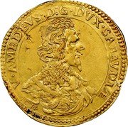 Italy 4 Scudo D'oro Vittorio Amedeo I 1634 KM# 151 V. AMEDEVS. D.G. DVX. SABAVDIÆ. 1634 coin obverse