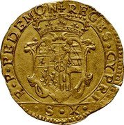 Italy 4 Scudo D'oro Carlo Emanuele I. Savoy 1642 KM# 217 P. P. PEDEMON REGES. CYPRI. S X coin reverse Italy 4 Scudo D'oro Carlo Emanuele I. Savoy 1642 KM# 217 P. P. PEDEMON REGES. CYPRI. S X coin reverse
