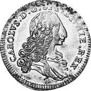 Italy 4 Tari Carlo 1736 FN KM# 157 CAROLVS D G SIC ET HIE REX coin obverse Italy 4 Tari Carlo 1736 FN KM# 157 CAROLVS D G SIC ET HIE REX coin obverse