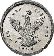 Italy 4 Tari Carlo 1753 PN KM# 179 HIS PAN INF ANS PN 1753 coin reverse Italy 4 Tari Carlo 1753 PN KM# 179 HIS PAN INF ANS PN 1753 coin reverse