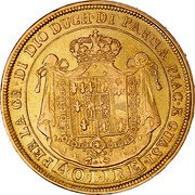 Italy 40 Lire Maria Luigia 1815 C# 32 PER LA GR DI DIO DUCH DI PARMA PIAC E GUAST 40 LIRE coin reverse Italy 40 Lire Maria Luigia 1815 C# 32 PER LA GR DI DIO DUCH DI PARMA PIAC E GUAST 40 LIRE coin reverse